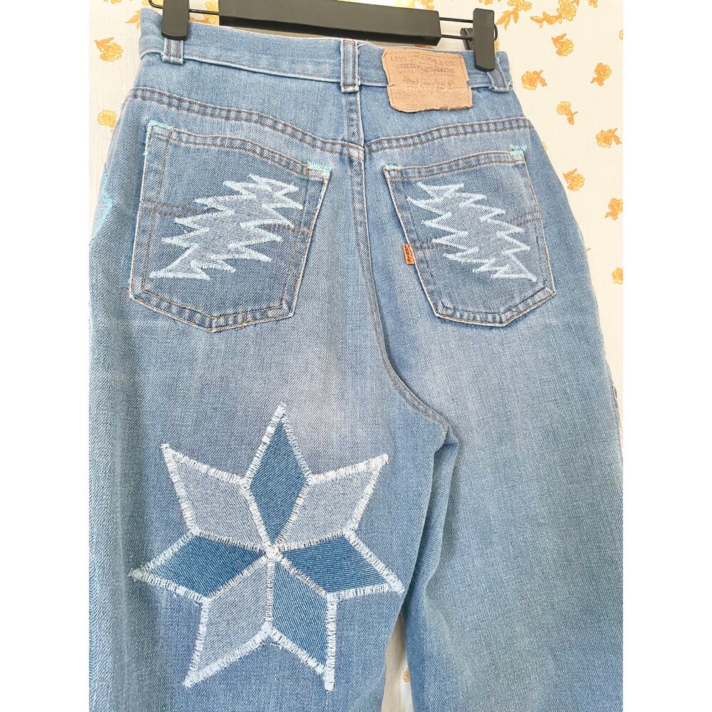 Upcycled Vintage Levi’s Orange Tab Patchwork Jeans Grateful Dead Inspired - Picture 8 of 11